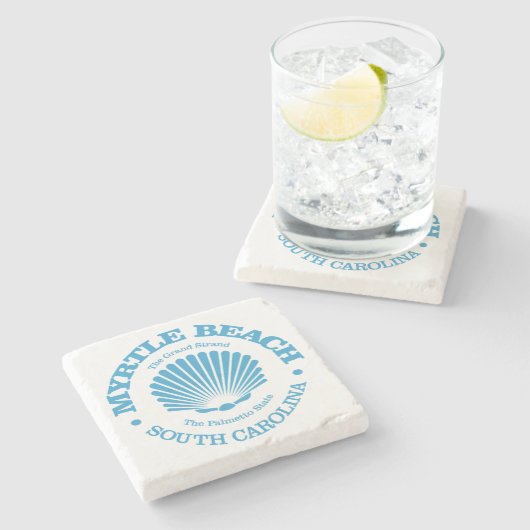 Myrtle Beach (Muschel) Steinuntersetzer (Seitenansicht)