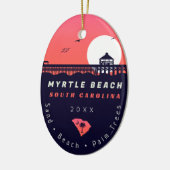 Myrtle Beach Pier SC Retro Sunset Souvenirs 60er Keramik Ornament (Links)