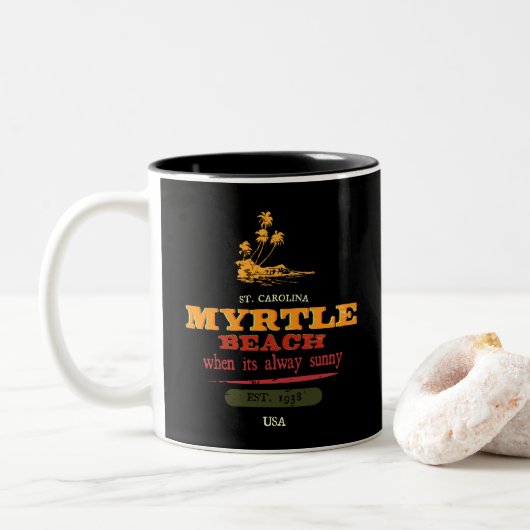 Myrtle Beach Retro Vibes South Carolina Zweifarbige Tasse (Mit Donut)