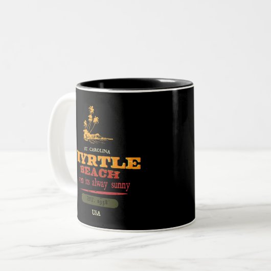 Myrtle Beach Retro Vibes South Carolina Zweifarbige Tasse (Vorderseite Links)