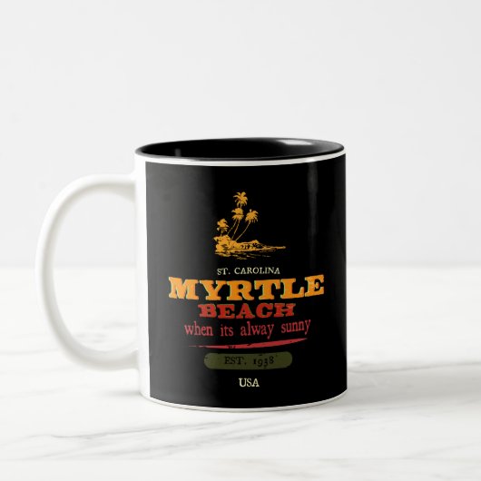 Myrtle Beach Retro Vibes South Carolina Zweifarbige Tasse (Links)