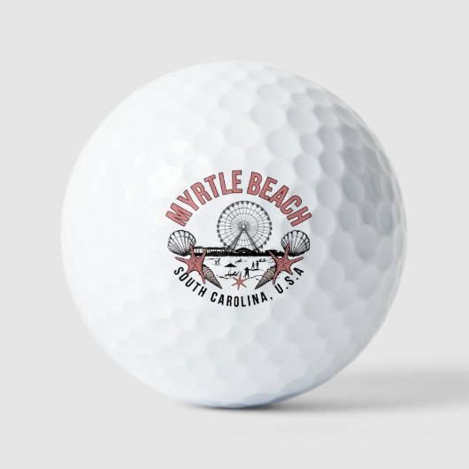 Myrtle Beach Retro Vignette Golfball (Vorderseite)