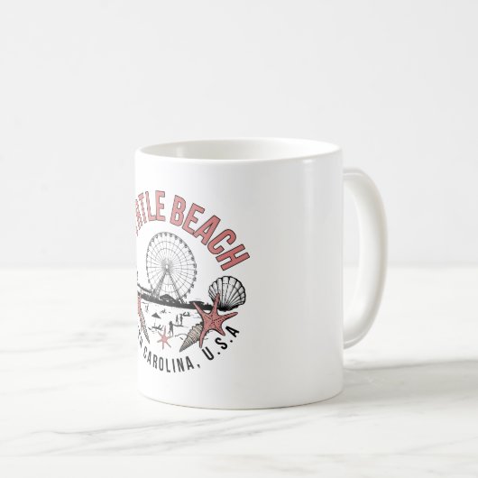 Myrtle Beach Retro Vignette Kaffeetasse (VorderseiteRechts)