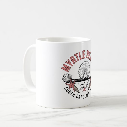 Myrtle Beach Retro Vignette Kaffeetasse (Vorderseite Links)
