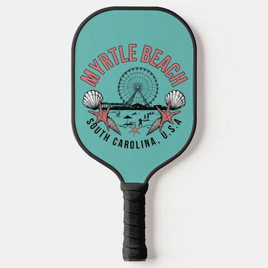 Myrtle Beach Retro Vignette Pickleball Schläger (Vorderseite)