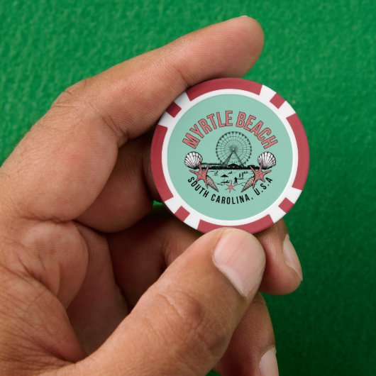 Myrtle Beach Retro Vignette Pokerchips (Hand)