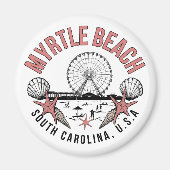 Myrtle Beach Retro Vignette Round Magnet (Vorne)