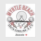 Myrtle Beach Retro Vignette Vinyl Decal Aufkleber (Blatt)