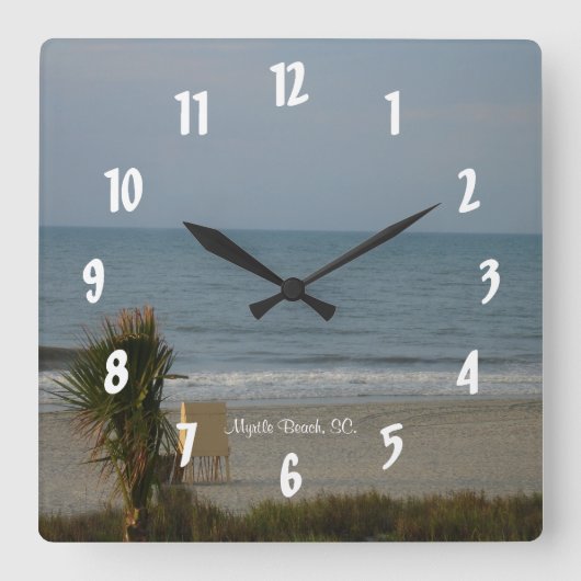Myrtle Beach, Sc #1 Quadratische Wanduhr (Vorderseite)