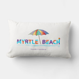 Myrtle Beach, SC mit Regenschirm Grafik Lendenkissen