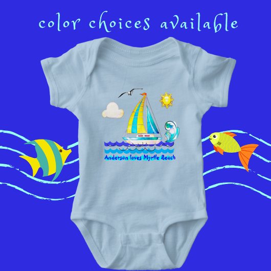 Myrtle Beach, SC Niedlich Sailboat, Sunshine und G Baby Strampler