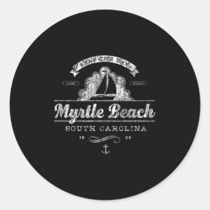 Myrtle Beach Sc-Segelboot Vintage-Nautik-T-Shirt Runder Aufkleber