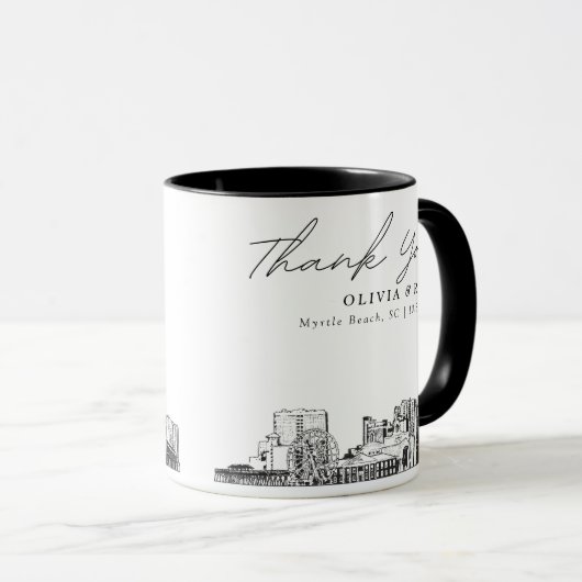 Myrtle Beach Sketch Simple Custom Wedding Tasse (VorderseiteRechts)