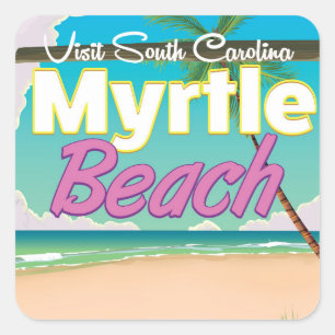Myrtle Beach South Carolina Reiseplakat Quadratischer Aufkleber