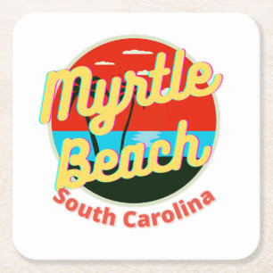 Myrtle Beach South Carolina Retro Sunset Rechteckiger Pappuntersetzer