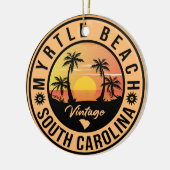 Myrtle Beach South Carolina Retro Sunset Souvenir Keramik Ornament (Links)
