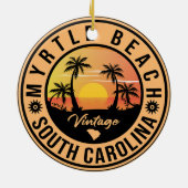 Myrtle Beach South Carolina Retro Sunset Souvenir Keramik Ornament (Hinten)