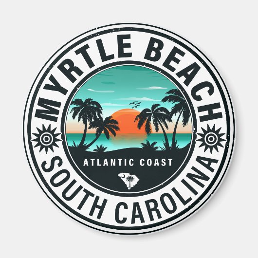 Myrtle Beach South Carolina Retro Sunset Souvenirs Magnet (Vorne)