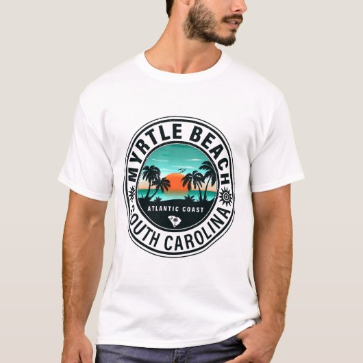 Myrtle Beach South Carolina Retro Sunset Souvenirs T-Shirt (Vorderseite)