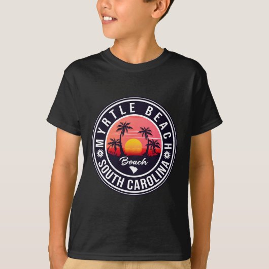 Myrtle Beach South Carolina Retro Sunset Souvenirs T-Shirt (Vorderseite)