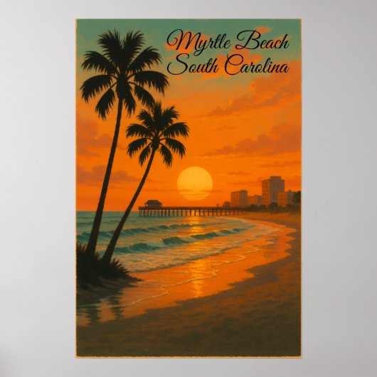 Myrtle Beach, South Carolina Retro Tourism Travel Poster (Vorne)