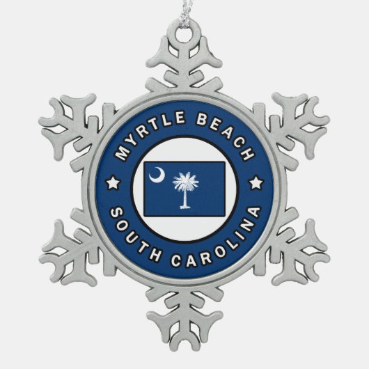 Myrtle Beach South Carolina Schneeflocken Zinn-Ornament (Vorderseite)