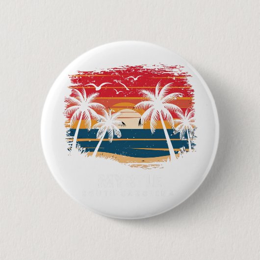 Myrtle Beach South Carolina Surfer Palmbaum  Button (Vorderseite)