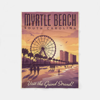 Myrtle Beach South Carolina Vintage Reise Fleecedecke