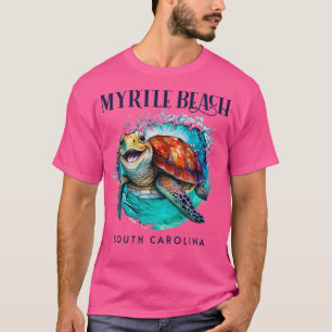Myrtle Beach South Carolina Wasserfarbe Happy Sea  T-Shirt