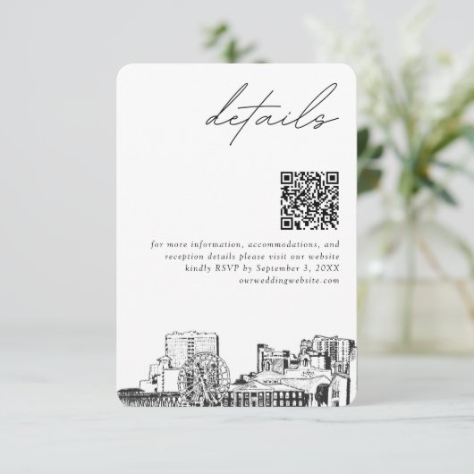 Myrtle Beach Wedding Details QR Code Small Begleitkarte (Stehend Vorderseite)
