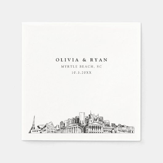 Myrtle Beach Wedding Paper Cocktail Napkin Serviette (Vorderseite)