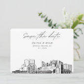 Myrtle Beach Wedding Skyline Save the Date Einladung (Stehend Vorderseite)