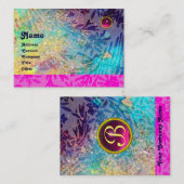 MYRTLE MONOGRAM Blaue Turquase Fuchsia Amethyste Visitenkarte (Vorne/Hinten)