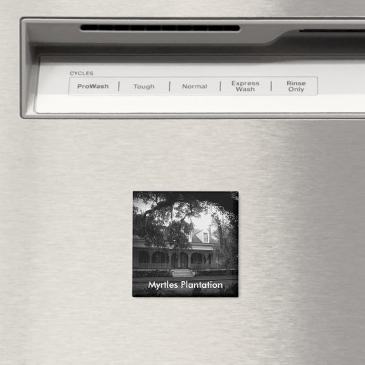 Myrtles Plantation in Schwarzweiß Magnet (In Situ (Geschirrspüler))