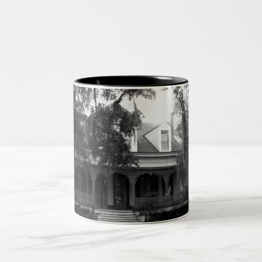 Myrtles Plantation in Schwarzweiß Zweifarbige Tasse (Mittel)
