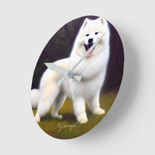 MySamoyed Personalisierte Geschenkidee Niedlich Sa Runde Wanduhr (Winkel)