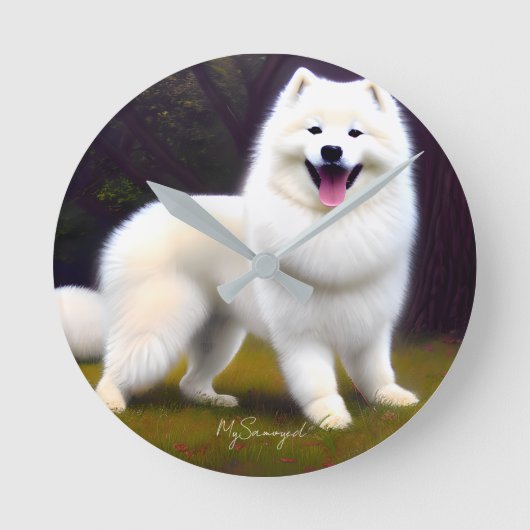 MySamoyed Personalisierte Geschenkidee Niedlich Sa Runde Wanduhr (Vorderseite)