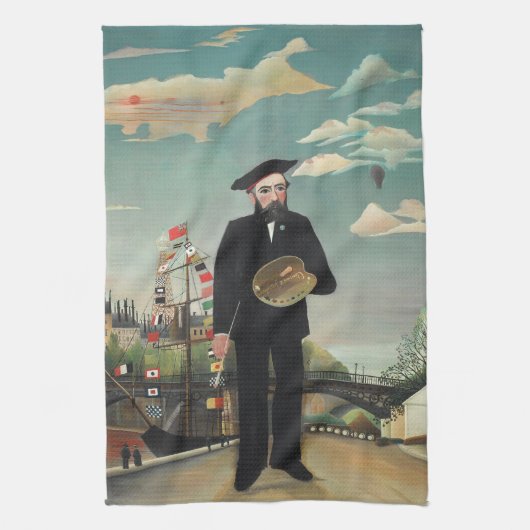 Myself: Portrait – Landscape, Henri Rousseau 1890 Geschirrtuch (Vertikal)