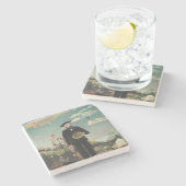 Myself: Portrait – Landscape, Henri Rousseau 1890 Steinuntersetzer (Seitenansicht)