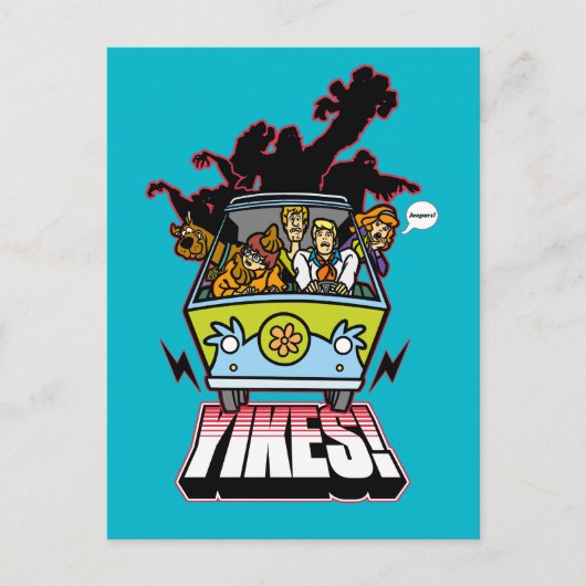 Mysteriemaschine "Yikes"! grafisch Postkarte (Vorderseite)