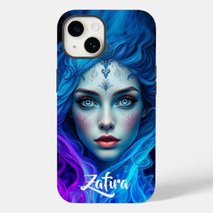 Mysterienfrau, die aus blauen und violetten Flamme Case-Mate iPhone 14 Hülle