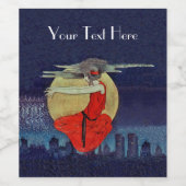 Mysteriös schwebende Frau City Lights Moon Blau Weinetikett (Einzelnes Label)