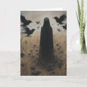 Mysteriöse Abbildung in Schwarz mit Kronen Hallowe Karte (Vorderseite)