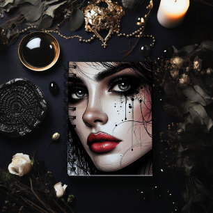 Mysteriöse Augen & Rote Lippen Gotisch - Elegant Notizblock