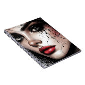 Mysteriöse Augen & Rote Lippen Gotisch - Elegant Notizblock (Rechte Seite)
