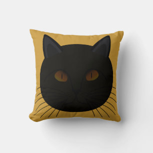 Mysteriöse Black Cat Face Golden Throw Kissen