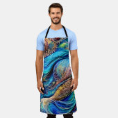 Mysteriöse Blue Waves Wirbel verstecken Augen Abst Schürze (Getragen)