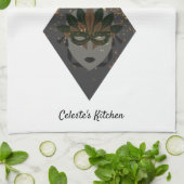 Mysteriöse Bronze und Schwarzer Glitzer-Masquerade Geschirrtuch (Gefaltet)