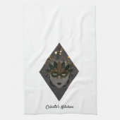 Mysteriöse Bronze und Schwarzer Glitzer-Masquerade Geschirrtuch (Vertikal)