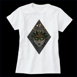 Mysteriöse Bronze und Schwarzer Glitzer-Masquerade T-Shirt